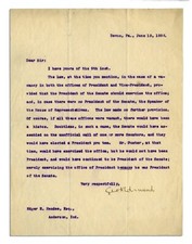 Andrew Johnson Impeachment Senator Letter Signed