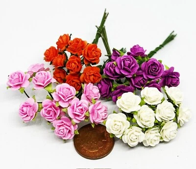 Puppenstube Papierrosen gemischt 4 Bündel Maßstab 1:12 40 Blumen Garten S2 tumdee