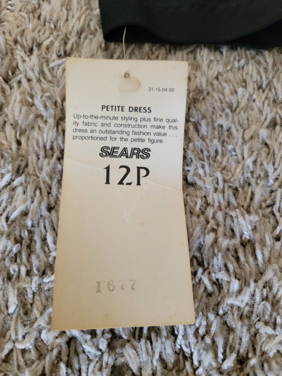 Vintage T F Sears The Petite Collection Black Dress Women's Size 12P NWT VTG