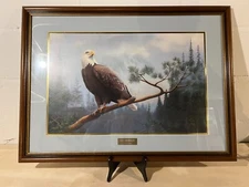 Leo Stans Print His Domain 398/960 Signed Framed, Matted, Plaque, Bald Eagle USA