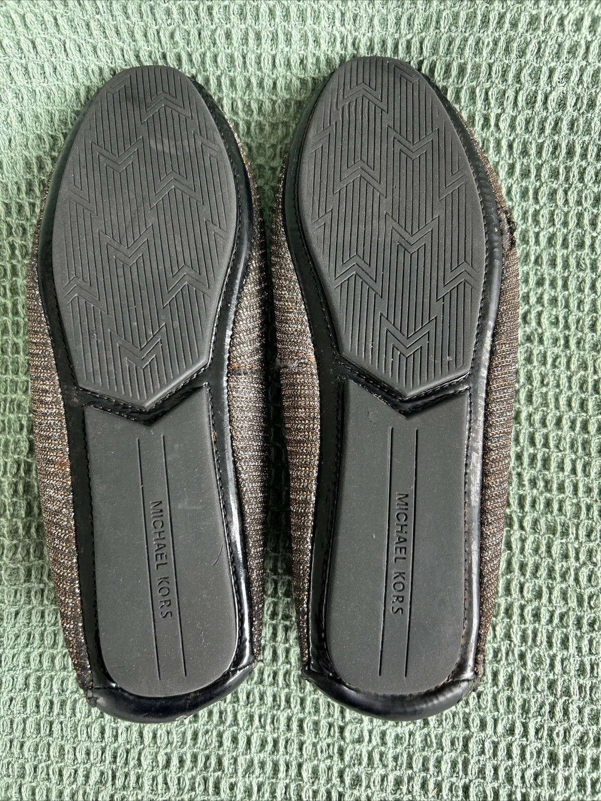 MICHAEL Kors LILLIE Black G Fine Glitter Chain Mesh Moccasins Flats 9M