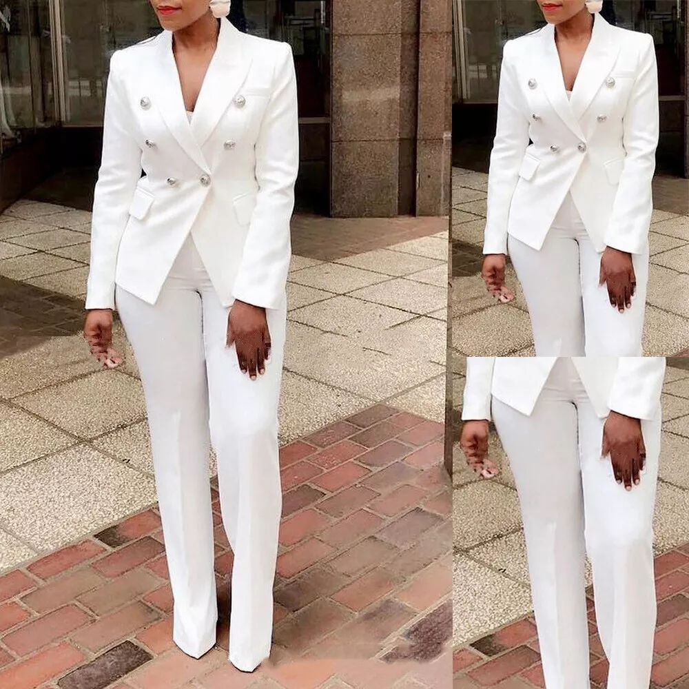 White fitted top suit womens