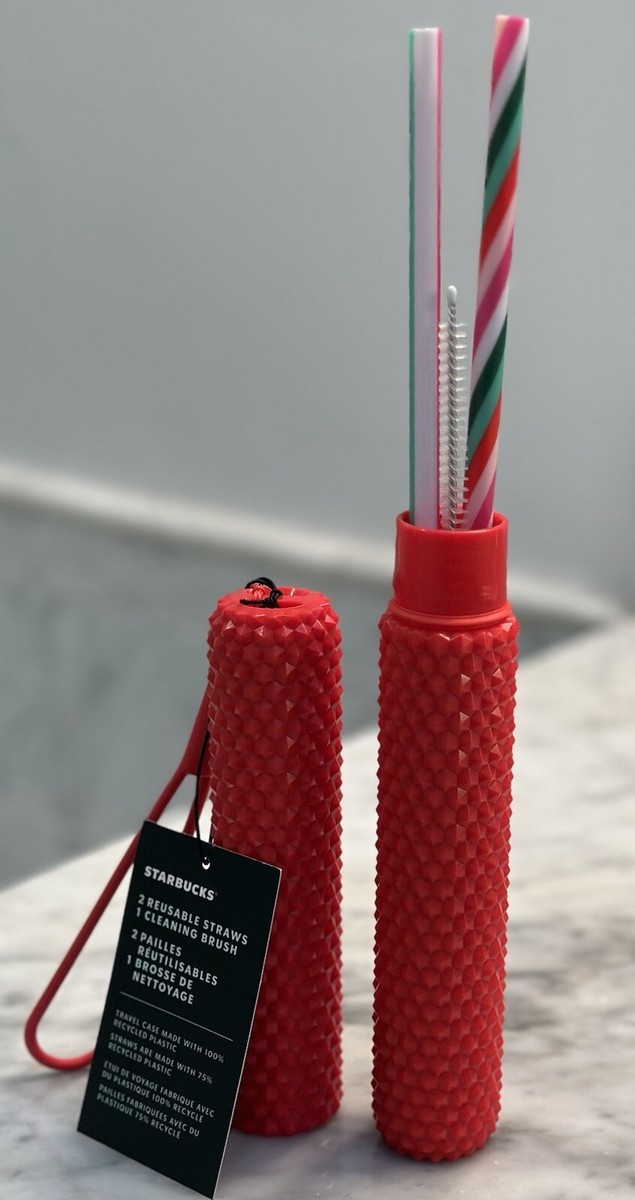 Starbucks RED STUDDED TRAVEL CASE for REUSABLE STRAW & CLEANER  display picture 1