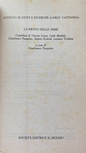 GREVI, MARLETTI, PASQUINO, RODOTÀ, VIOLANTE LA PROVA DELLE ARI IL MULINO 1984 - Imagen 2 de 9