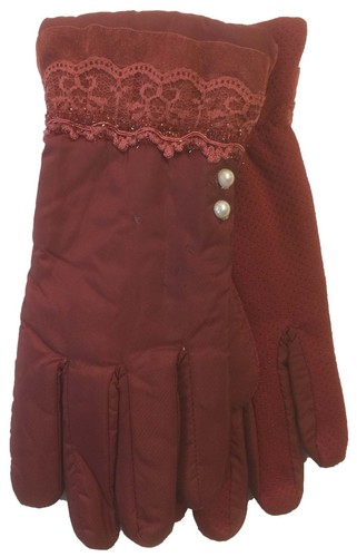 Damen Damen Outdoor Winter Kirche Kleid Mode Handschuhe mit Schnürsenkeln Perle - Bild 8 von 8