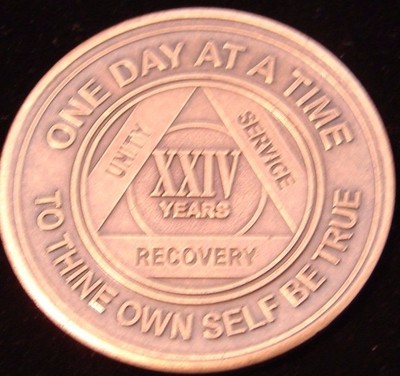 Alcoholics Anonymous AA 24 Year Bronze Medallion Token Coin Chip ...