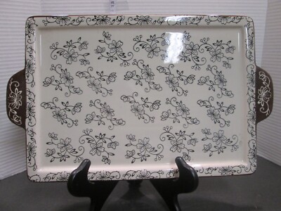 Tempt-ations Ceramic Baking Tray Floral Lace 14.5'' Long Pre-owned