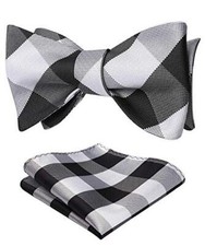 Bow Ties for Men Check Plaid Self Tie Bow Tie and One Size 01-black / White