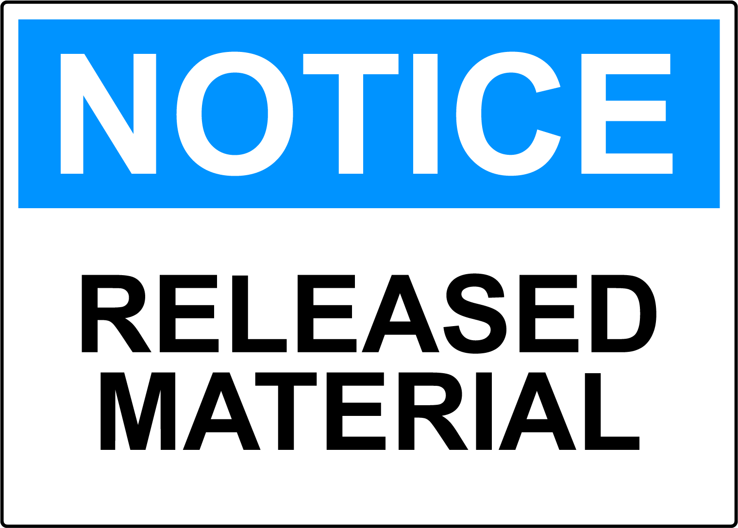Laminated Vinyl Decal Sticker Label - Notice Released Material  