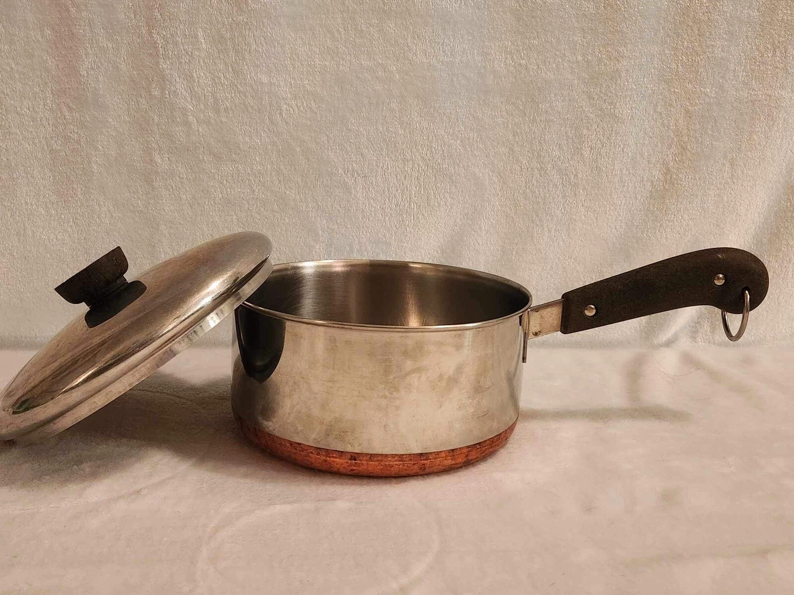 REVERE WARE 2 Qt Quart Copper Bottom Sauce Pan Pot Lid Vintage