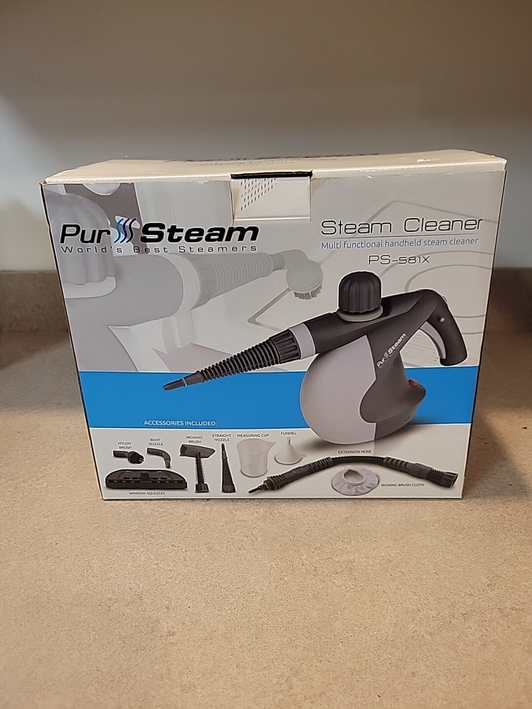 PurSteam Handheld Pressurized Steam Cleaner Car Leather Window PS-581X w tools