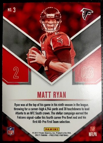 MATT RYAN - 2017 Prestige STARS OF THE NFL #3 - ATLANTA FALCONS - Picture 2 of 2