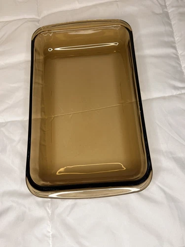 pyrex 2qt AMBER Glass Casserole Dish #232 w/Handles 7" x 11 x 1½" USA! vtg