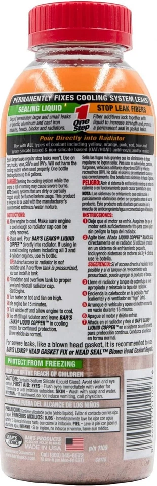Bar's Leaks 1109 Block Seal Liquid Copper Intake and Radiator Stop Leak - 18 oz. Foto 3 de 3