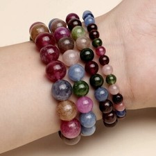 TURMALIN Chalcedon Armband Kugelarmband 6-8-10 mm &Oslash; flexibel dehnbar 17-20 cm