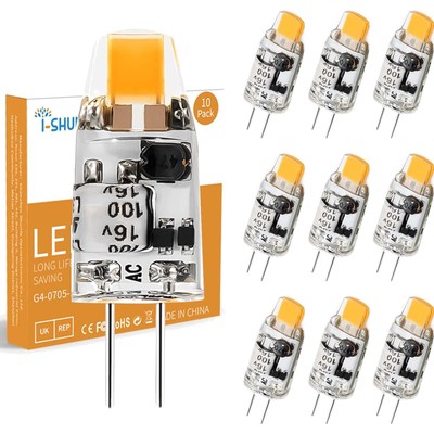 G4 LED Lampen, warmweiß, 12V, 1W, Energieeffizient, 10er Pack, Ersatz Halogen