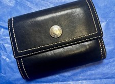 Coach Hamptons Black Leather Envelope Trifold Wallet Vintage Y2K
