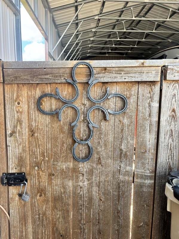 Horseshoe Cross Metal Wall Hanging Rustic Western Americana Wall Decor