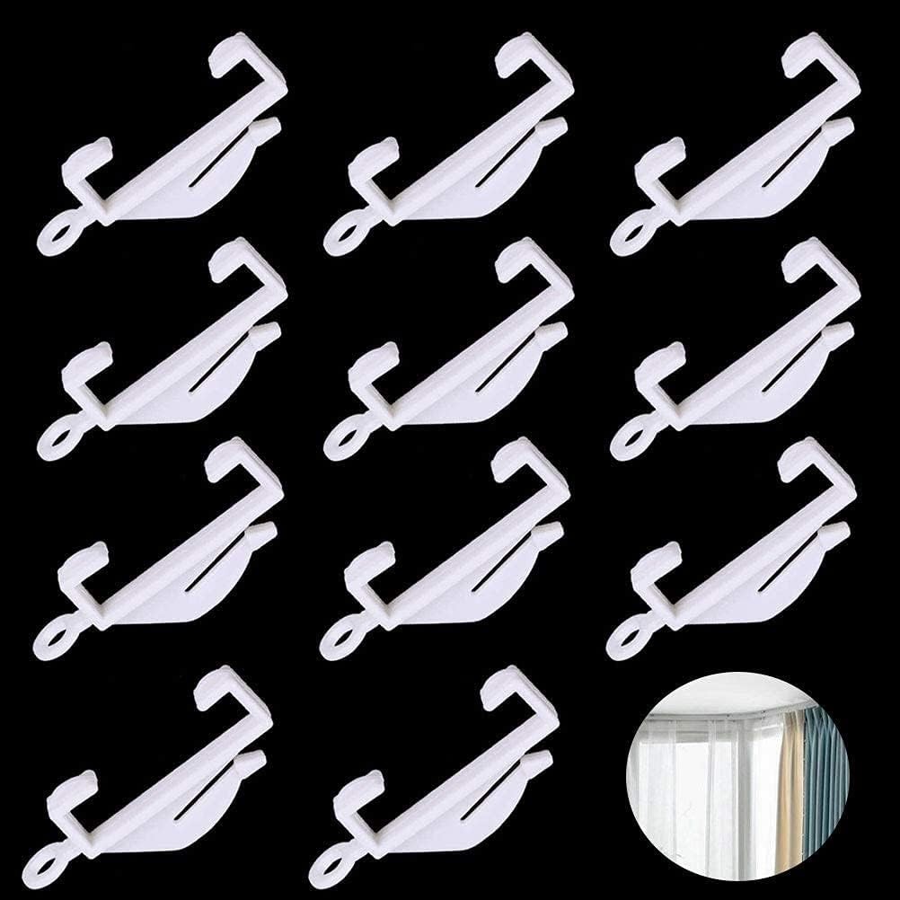 50 PCS Curtain Hooks, White Plastic Curtain Track Hooks Gliders Rail Sliding fo