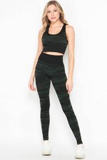 2 Piece Seamless Olive Camouflage Bra Top and Leggings Sport Set