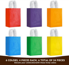 Gift Bags bulk with Handles lot Small Christmas Paper Shopping Kraft Birthday 24