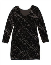 VINTAGE Womens Long Sleeve Sheath Dress UK 12 Medium Black CJ26
