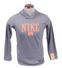 Nike Youth Boy's XL Gray Long Sleeve Hooded Thermal Shirt Hoodie Lightweight