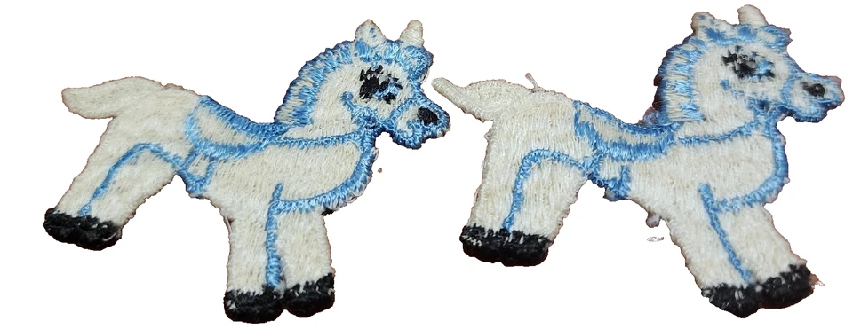 White and Blue Pony Horse Sew On Patches Baby Cowboy Baby Shower Sewing Crafts - Image 2 of 4