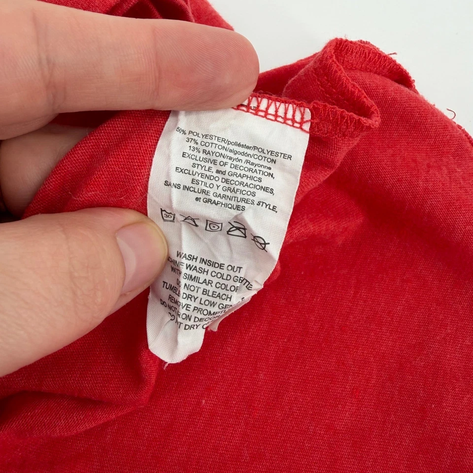 Camicia Tampa Bay Buccaneers NFL Team Apparel donna XL rossa bianca manica 3/4 scollo a V - Immagine 4 di 4