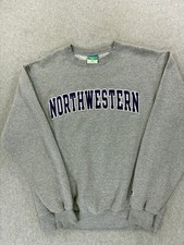 Northwestern Wildcats Champion Stitched Logo Crew Sweatshirt Men's Medium Gray
