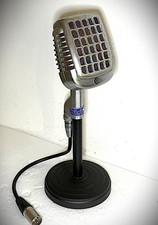 Vintage 1940's SHURE Brothers Crystal 737A Microphone, works w/cable  stand