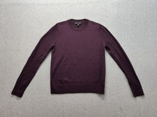 Banana Republic Men Sweater S Burgundy Waffle Knit Thermal Crew Neck Long Sleeve