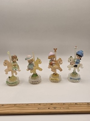 2002 Enesco Precious Moments Four seasons Carousel Horse Figurines 