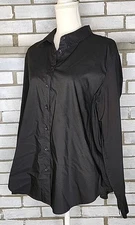 ☆ Time And Tru Women's Long Sleeve Button Up Blouse Size XL Black Cotton Blend 