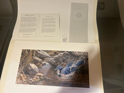  Bathing Blue Jay  Signed John Seerey Lester  Rare Artist Proof Print 39/56 COA