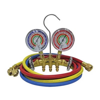 Mastercool 59161 2-Valve Brass Manifold with 1/4'' SAE Fittings
