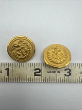 Lot of 2 Vintage Eagle Buttons with Anchor 1" Military Navy Waterbury Co