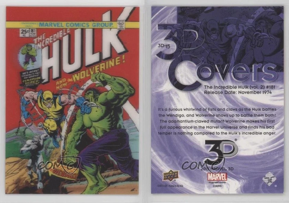 2015 Upper Deck Marvel 3D Lenticular Comic Covers The Incredible Hulk #181 0oq0 - Image 3 of 3