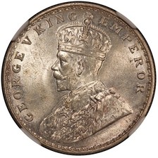 1917 (c) India britannica 1 una rupia moneta d'argento - NGC MS 64 - KM #524