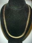 VINTAGE GOLD HERRINGBONE FANCY CUT 6mm. WIDE 16" DECO CHAIN NECKLACE W808 — photo 3