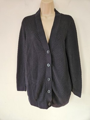COS Black Textured Cotton Knit Long Sleeve Cardigan S UK 10-12 Oversized Jumper