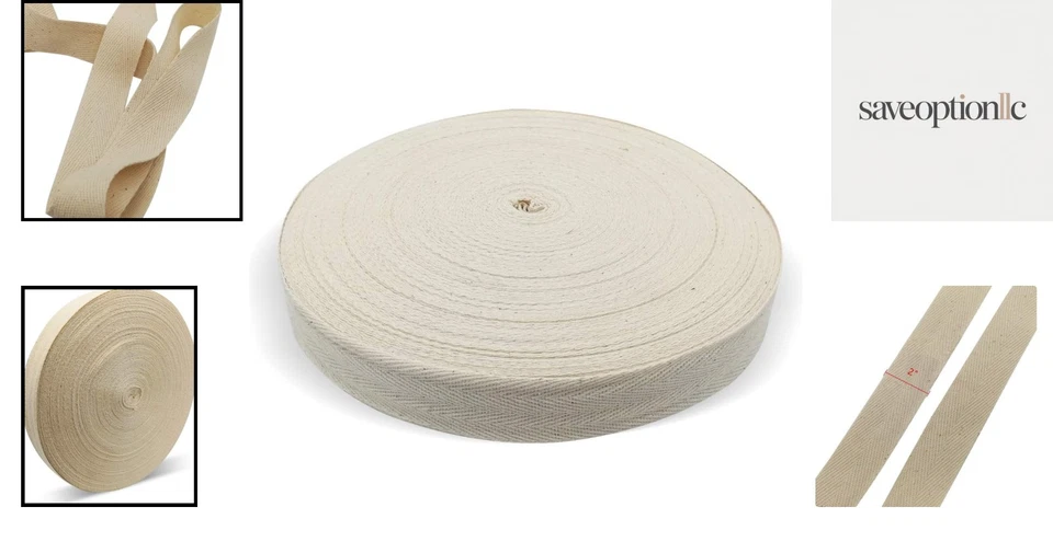 Versatile Natural White Bias Tape - 55 Yards x 2 Inch for Crafting Excellence - Image 2 of 4