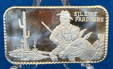 1973 Silent Pardners 1 Oz. .999 Silver Alvin Sharpe Art Bar 86.00 per troy oz