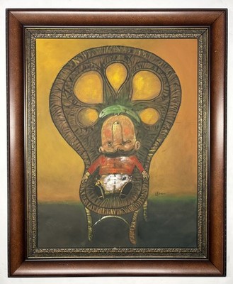 Pedro Pablo Oliva Mixed Media Art. Attribute (1949-26) Matted & Framed.