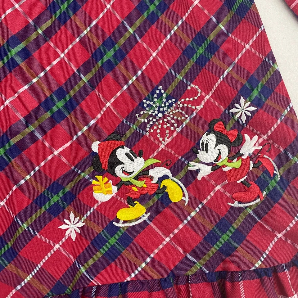 Disney Nightgown Pajamas Girls 5/6 Red Green Blue Embroidered Plaid Mickey Mouse - Image 2 of 4
