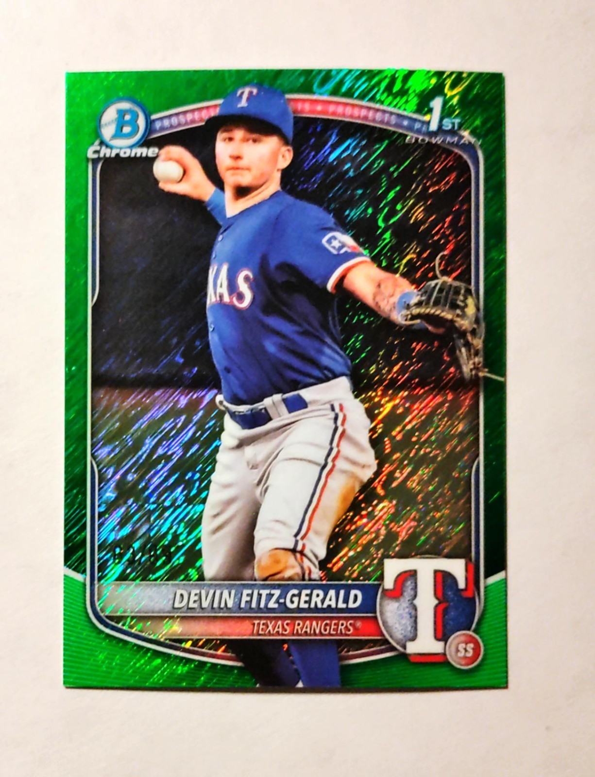 Devin Fitz-Gerald 2025 1st Bowman Chrome #BCP-158 GREEN Shim REFRACTOR 63/99 J6