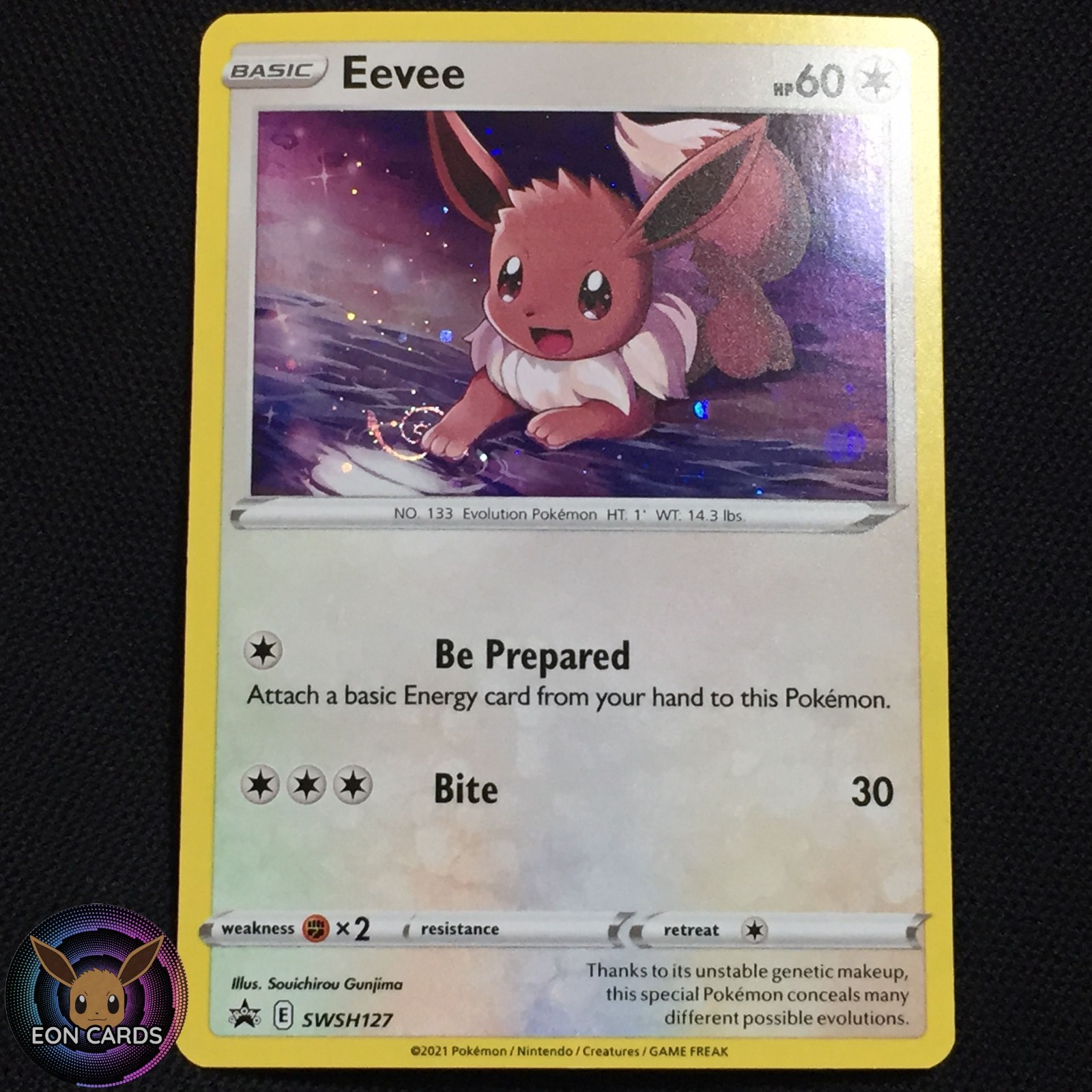 Eevee HOLO PROMO W/ HD SWIRL SWSH127 (NM) Black Star PROMO Pokemon Cards A3