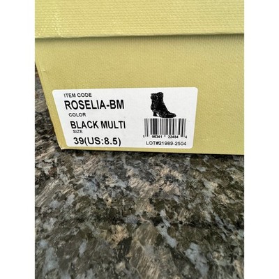 L'Artiste Spring Step Roselia-BM Black Multi Floral Velvet Lace Up