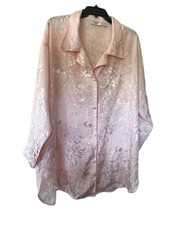 Vintage Victoria's Secret Pink Satin Jacquard Pajama Top Oversized Med/Large