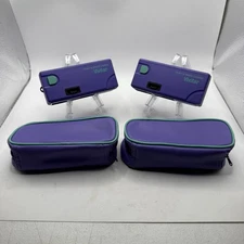 Vintage 80s 1986 Vivitar Point 'N Shoot Purple Camera with Case, EUC